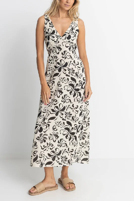 Rhythm Sundance Floral Maxi Dress - NATURAL Elegant Tiered Maxi Dress