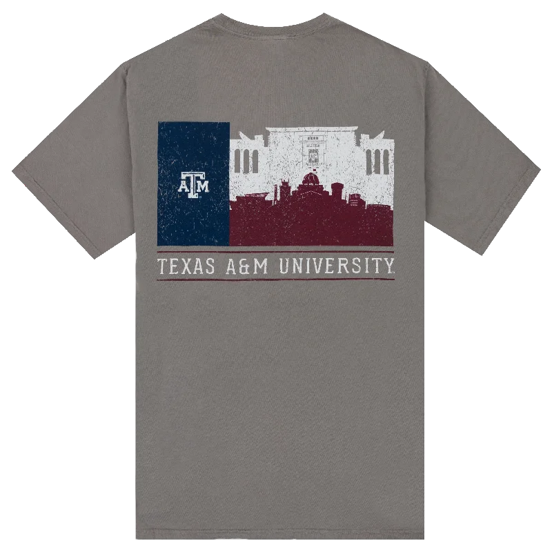 Texas A&M University Silhouette Flag T-Shirt Cashmere Blend Cotton Blend Poly Blend