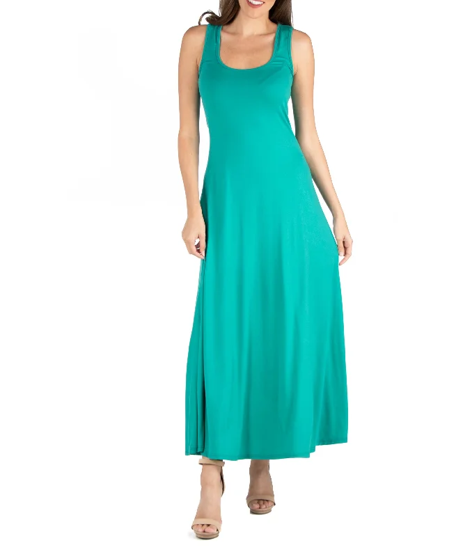 Slim Fit A-Line Sleeveless Maxi Dress Classic V-Neck Maxi Dress