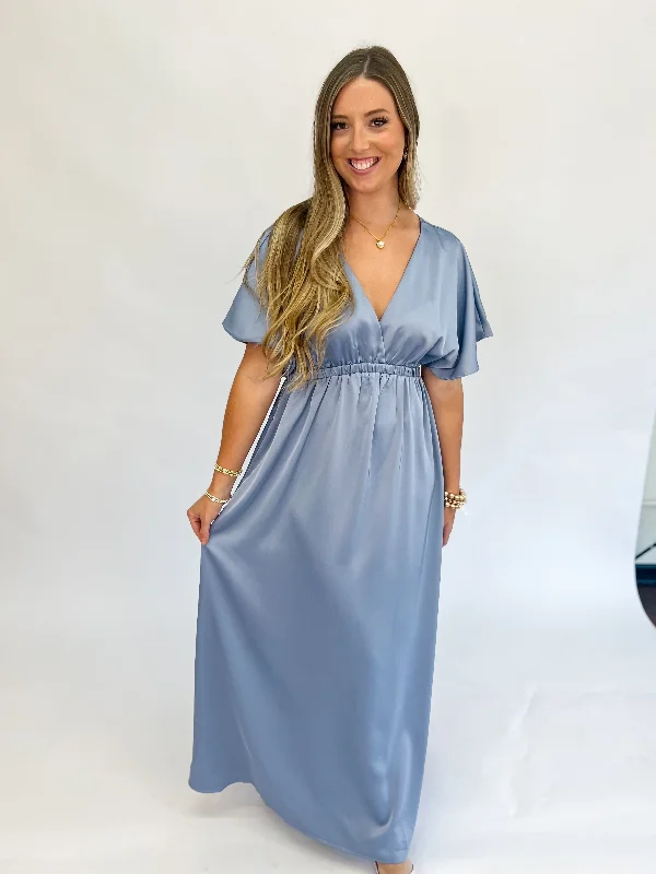 Sophisticated Satin Maxi Dress-Dove Trendy Maxi Dress with Straps