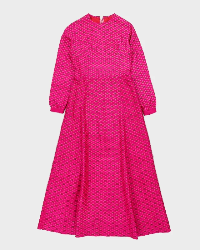 Vintage 1970s Pink Maxi Dress - XXS Fashionable Printed Maxi Dress