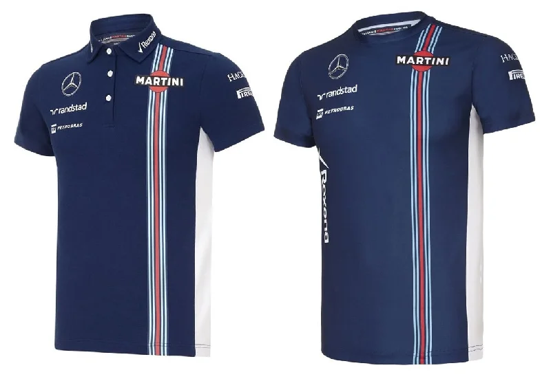 POLO & T-SHIRT Ladies Williams Martini F1 Formula One 1 NEW! Mercedes Navy 10 Polka Dot Checkered Tartan