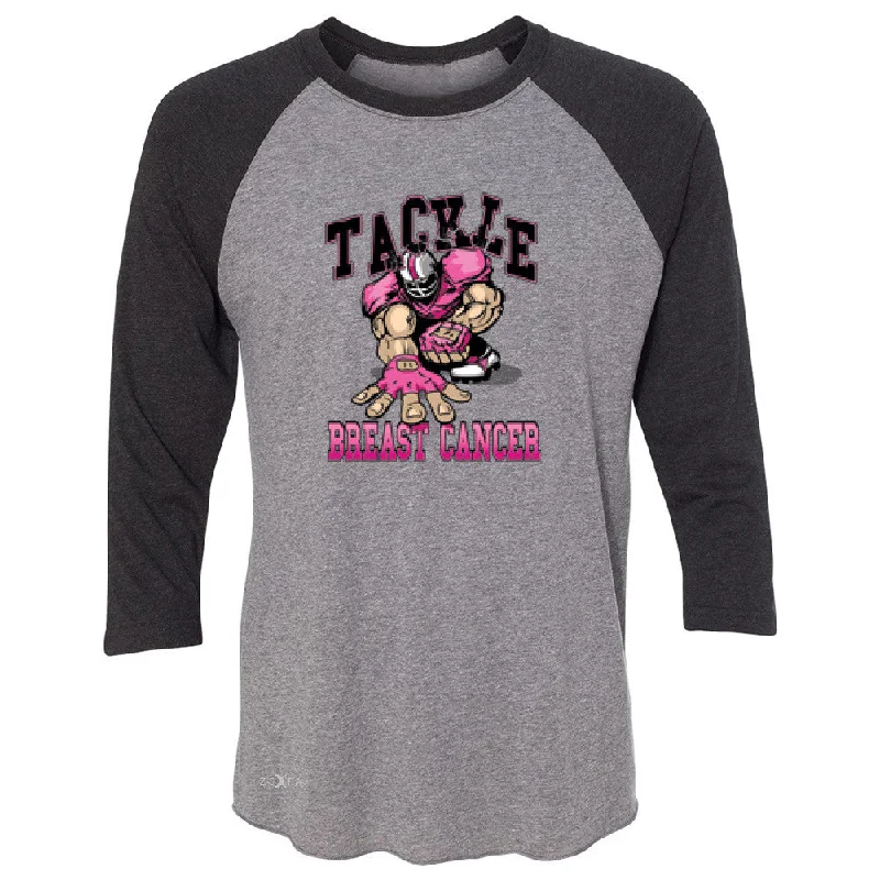 Zexpa Apparelâ„¢ Tackle Breast Cancer 3/4 Sleevee Raglan Tee Breast Cancer Awareness Tee Silk Blend Satin Velvet