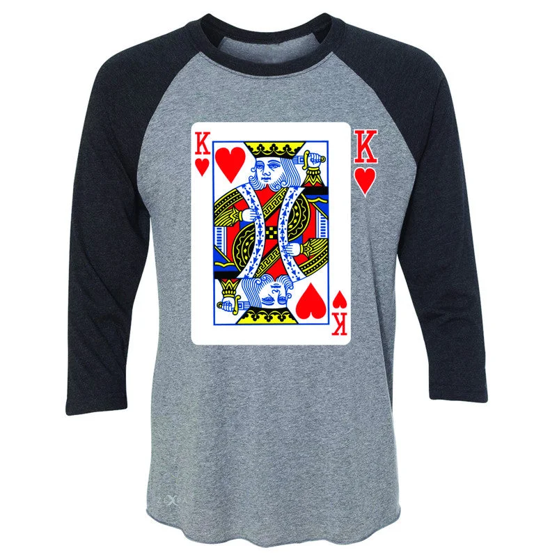 Zexpa Apparel™ Playing Cards King 3/4 Sleevee Raglan Tee Couple Matching Deck Feb 14 Tee Fleece Nylon Spandex