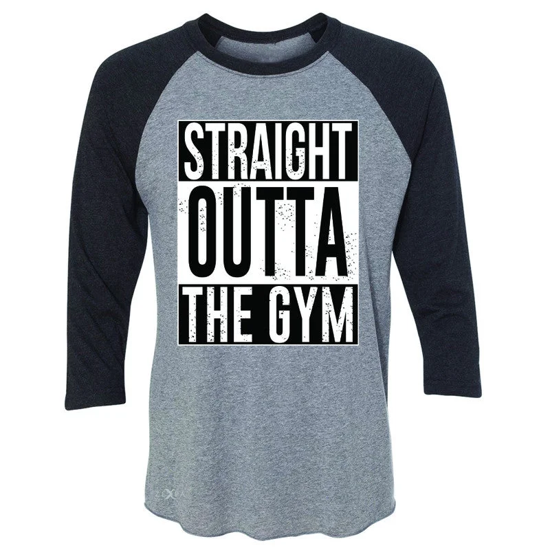 Zexpa Apparel™ Straight Outta The Gym 3/4 Sleevee Raglan Tee Workout Fitness Bodybuild Tee Cashmere Blend Cotton Blend Poly Blend