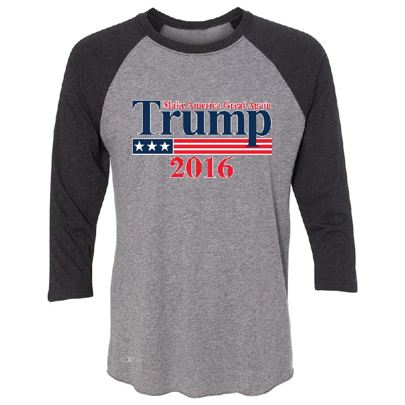 Zexpa Apparelâ„¢ Trump 2016 America Great Again 3/4 Sleevee Raglan Tee Elections 2016 Tee Jersey Fabric Tulle Fabric Batik Fabric