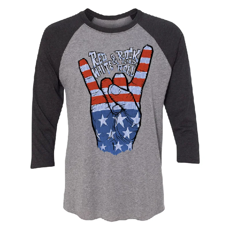 Zexpa Apparelâ„¢ RWB Peace, USA Flag Rock and Roll 3/4 Raglan Tee Zippered Front Buttoned Front Snap Front