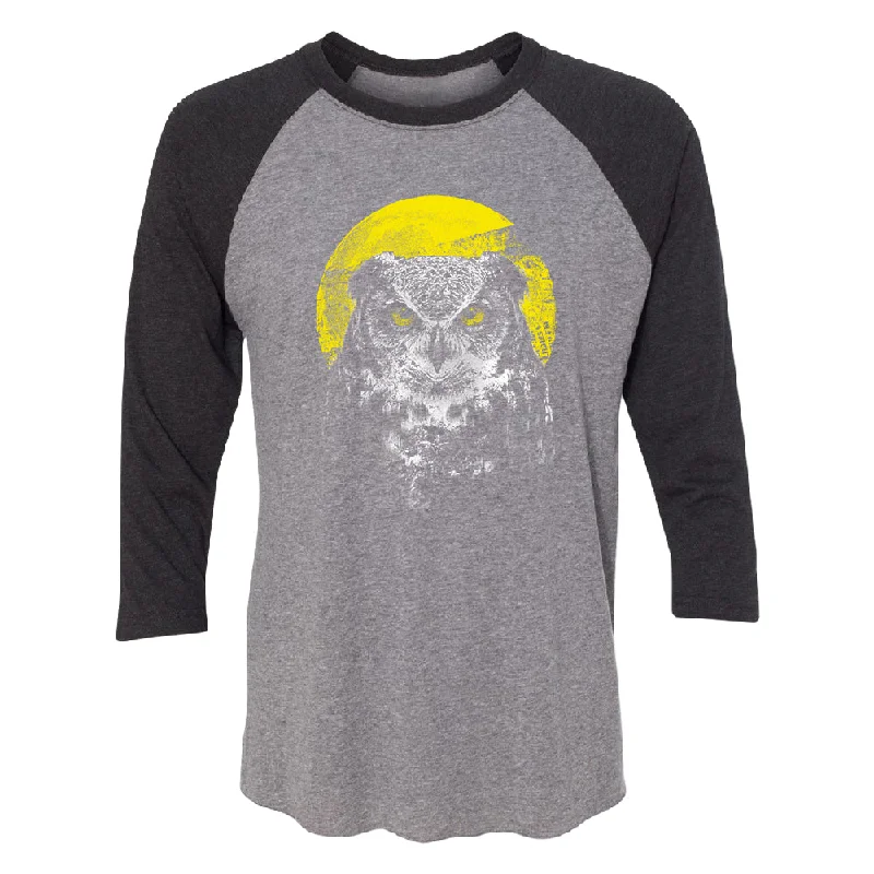 Zexpa Apparelâ„¢ Night Warrior Owl 3/4 Raglan Tee Front Pockets Side Pockets Patch Pockets