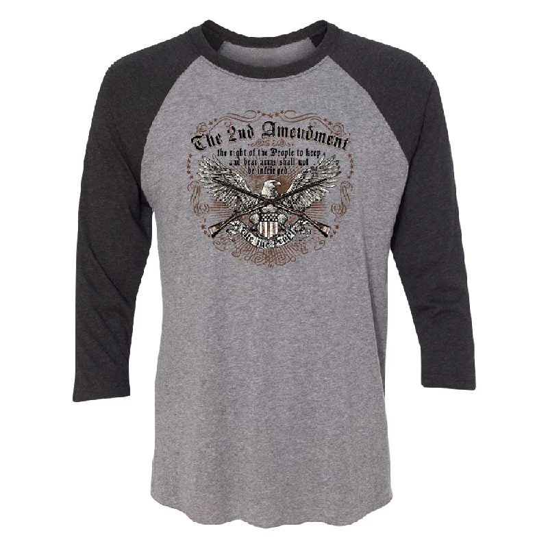 Zexpa Apparel™ The 2nd Amendment Eagle 3/4 Raglan Tee Oversized T-Shirt Spandex breathable