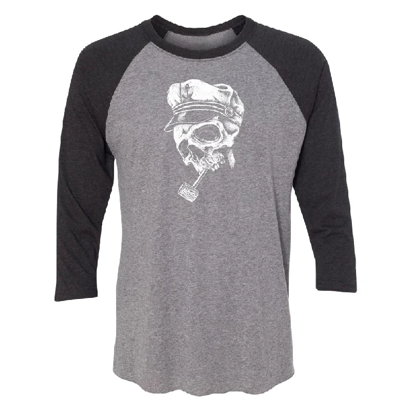 Zexpa Apparel™ Skull Captain Hat & Pipe 3/4 Raglan Tee Fleece Nylon Spandex