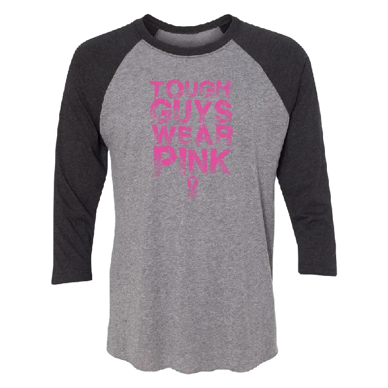 Zexpa Apparel™ Tough Guys Wear Pink 3/4 Raglan Tee Hooded Caped Shawl Collar