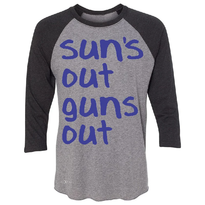 Zexpa Apparelâ„¢ Sun's Out Guns Out 3/4 Sleevee Raglan Tee Gym Fitness 22 Jump Street Tee Rayon Fabric Velvet Fabric Corduroy Fabric