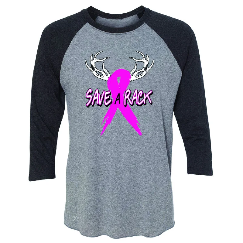 Zexpa Apparel™ Save A Rack Breast Cancer October 3/4 Sleevee Raglan Tee Awareness Tee Beaded Sequined Faux Fur