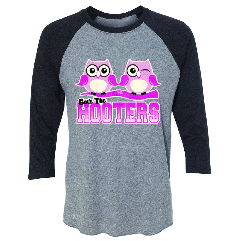 Zexpa Apparel™ Save the Hooters Breast Cancer October 3/4 Sleevee Raglan Tee Awareness Tee Fleece Nylon Spandex