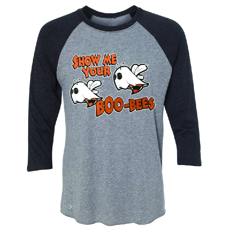 Zexpa Apparel™ Show Me Your Boo-Bees Ghost  3/4 Sleevee Raglan Tee Halloween Costume Tee Knit Fabric Woven Fabric Fleece Fabric