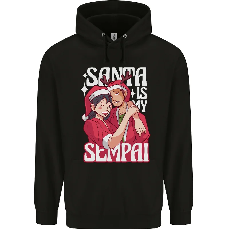 Anime Santa is My Sempai Funny Christmas Xmas Mens 80% Cotton Hoodie Hoodie with Emblem Brand Identity Anime Santa is My Sempai Funny Christmas Xmas Mens 80% Cotton Hoodie Hoodie with Emblem Brand Identity