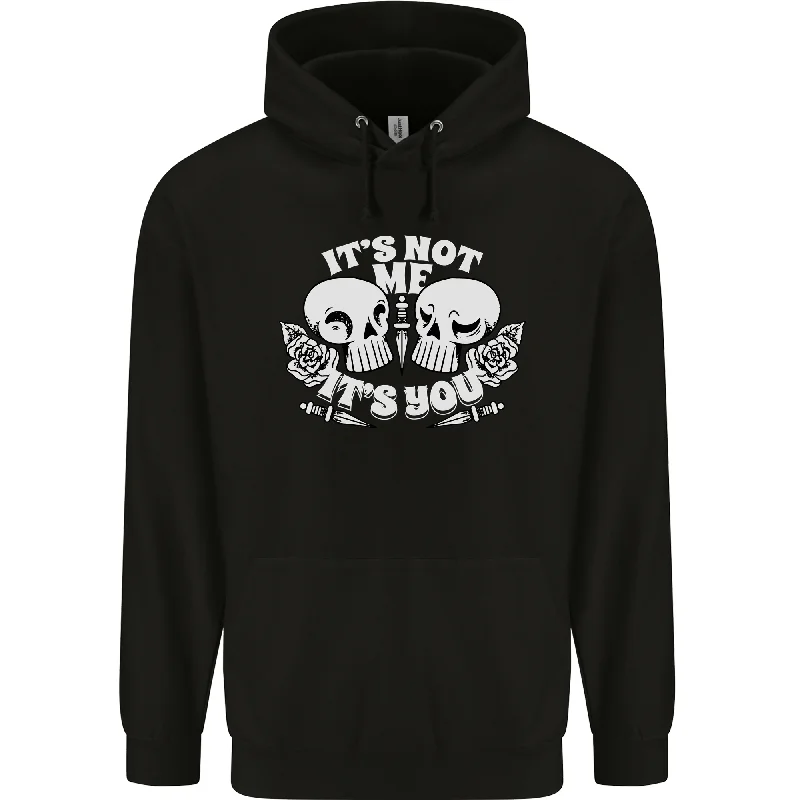 Anti Valentines Singles Day Skull Its Not Me Mens 80% Cotton Hoodie Hoodie with Lining Warm Insulated