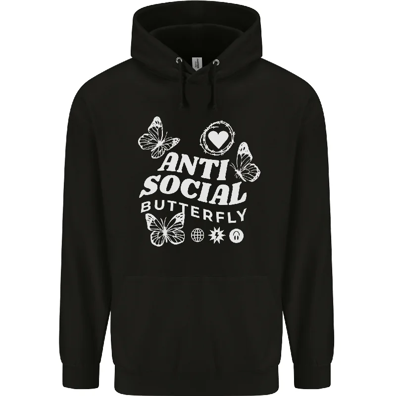 Antisocial Butterfly Funny Mens 80% Cotton Hoodie Hoodie with Print Artistic Unique