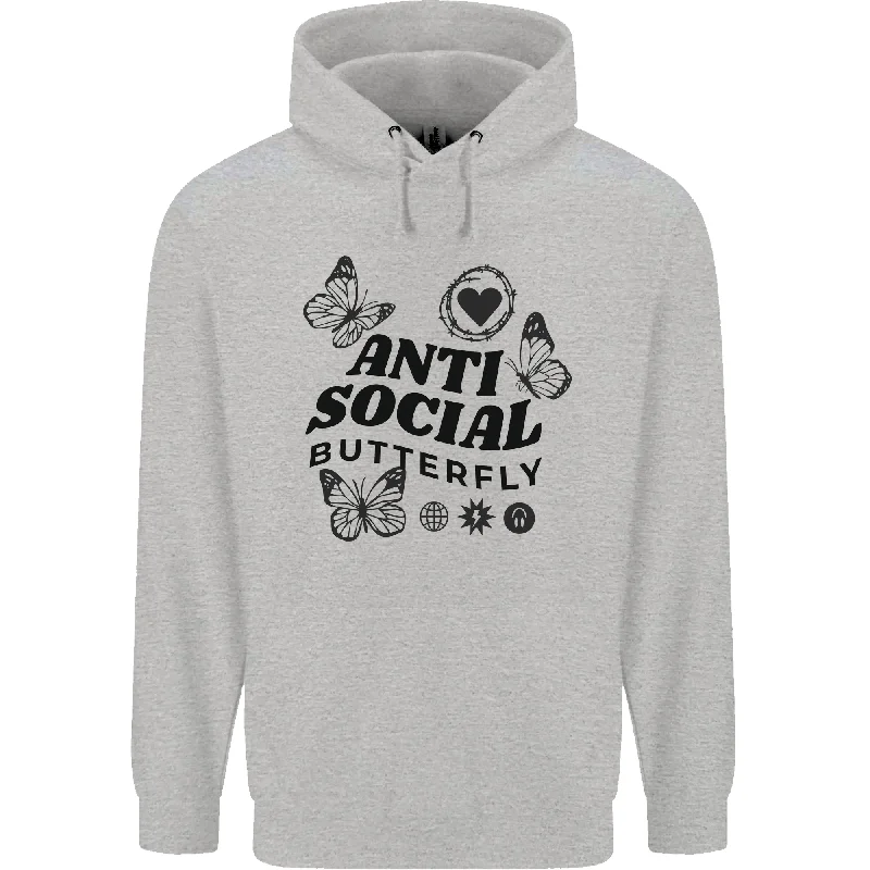 Antisocial Butterfly Mens 80% Cotton Hoodie Hoodie with Full-Zip Functional Layering