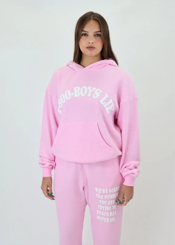 Boys Lie 1-800 Revamped Racer Hoodie ★ Pink Hoodie with Lining Warm Insulated