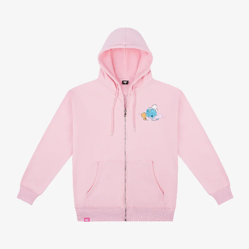 Clouds Snapshot Hoodie - Pink Hoodie with Strings Custom Fit Adjustable