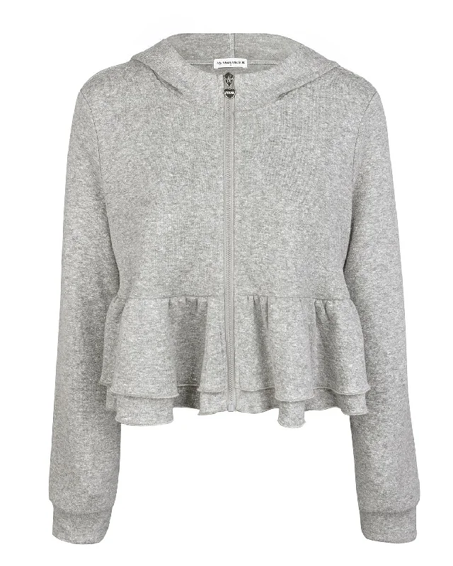 Frill Hoodie - Grey Hoodie with Thumb Holes Functional Cozy