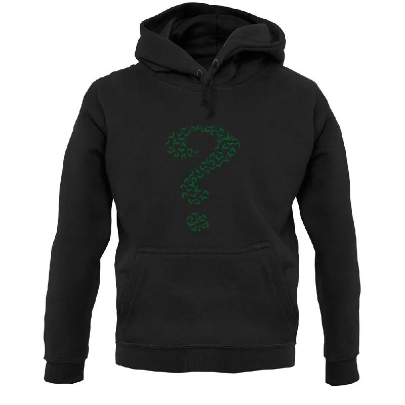 Green Bat Question Mark Unisex Hoodie Hoodie with Hem Fringe Bohemian Relaxed