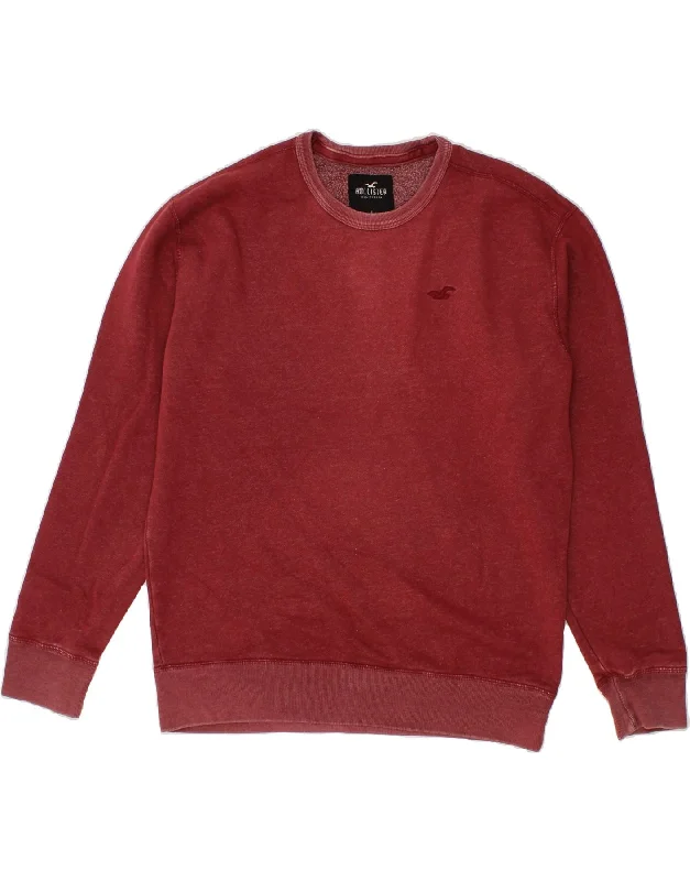 HOLLISTER Mens Sweatshirt Jumper Large Maroon Cotton Hoodie with Reflective Safety Nightwear HOLLISTER Mens Sweatshirt Jumper Large Maroon Cotton Hoodie with Reflective Safety Nightwear