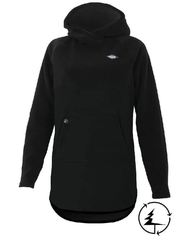 Hoodie Campfire en Laine Polaire Polartec®  | Noir Hoodie with Hem Raw Edge Edgy Unfinished