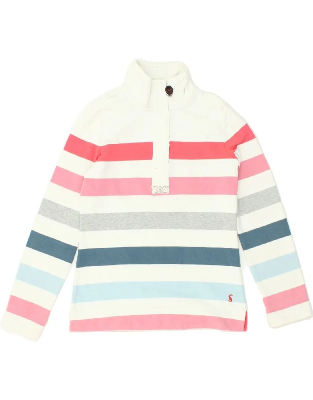 JOULES Womens Zip Neck Sweatshirt Jumper UK 10 Small Multicoloured Striped Hoodie Sweatshirt Pullover