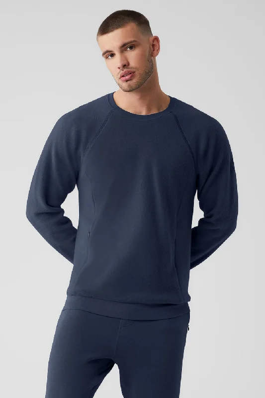 Triumph Crew Neck Sweatshirt - Navy Hoodie with Longline Fit Extended Stylish