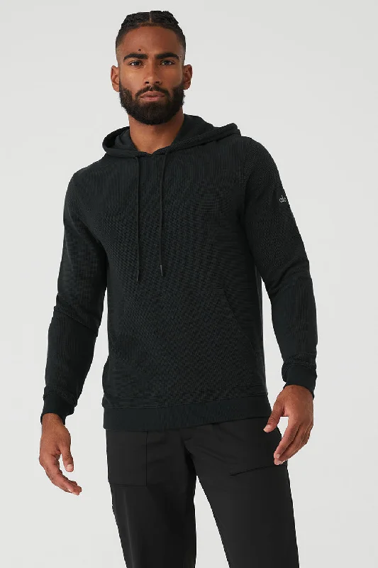 Micro Waffle Fast Break Hoodie - Black Hoodie with Oversized Fit Loose Comfortable