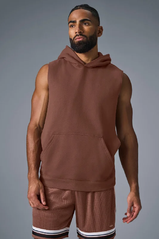 Renown Sleeveless Hoodie - Chestnut Hoodie with Print Artistic Unique