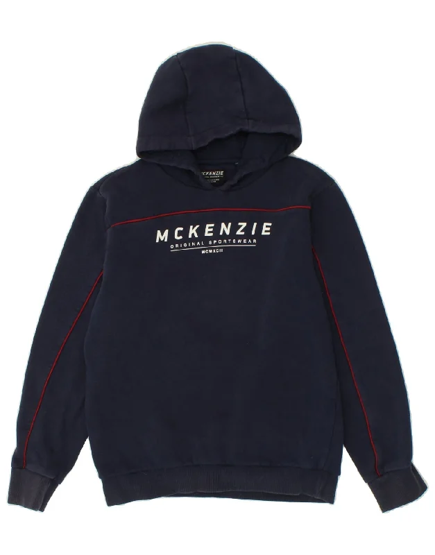 MCKENZIE Boys Graphic Hoodie Jumper 13-14 Years Navy Blue Hoodie with Contrast Stitching Detailed Premium