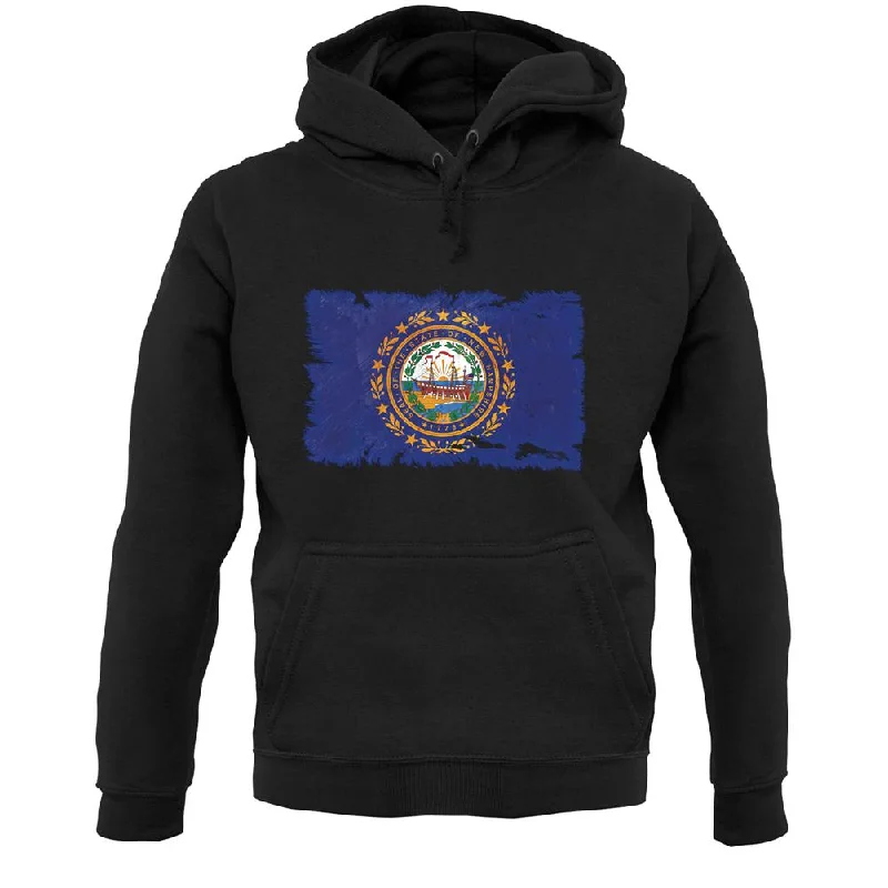 New Hampshire Grunge Style Flag Unisex Hoodie Hoodie with Velcro Closure Adjustable Secure