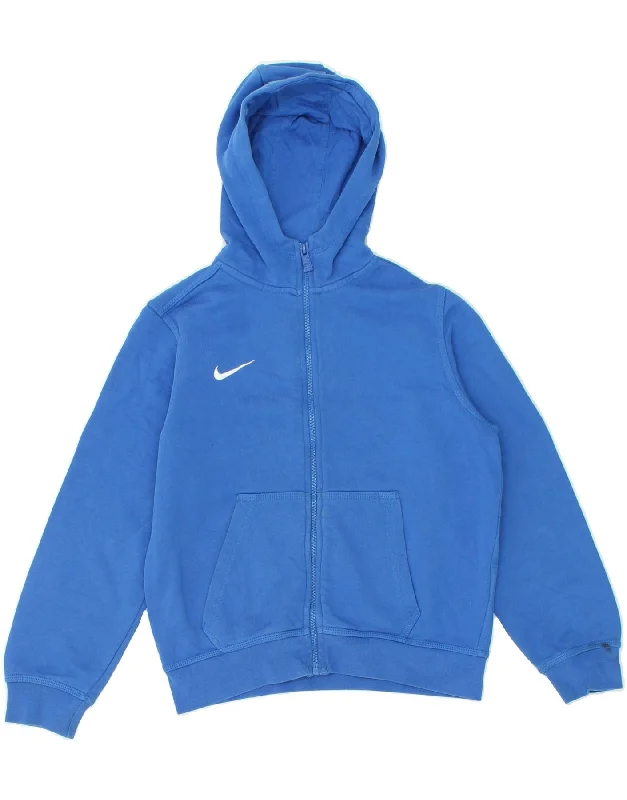 NIKE Boys Zip Hoodie Sweater 10-11 Years Medium  Blue Cotton Hoodie with Lace Feminine Delicate