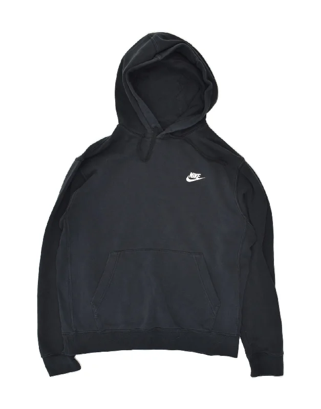 NIKE Mens Hoodie Jumper Medium Black Cotton Hoodie with Elastic Waist Stretchable Comfortable