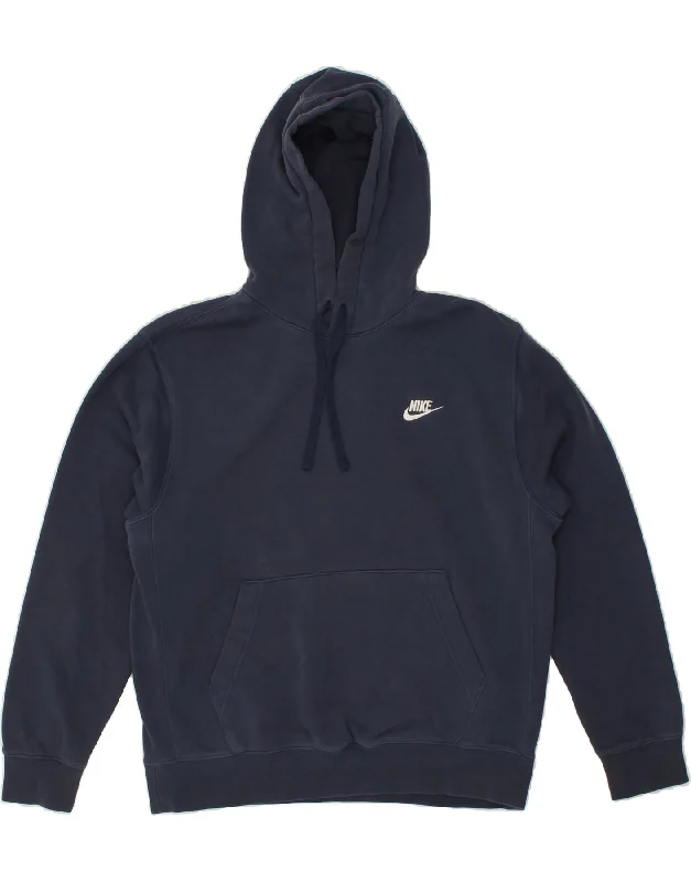 NIKE Mens Hoodie Jumper Medium Navy Blue Cotton Hoodie with Tie-Dye Psychedelic Retro