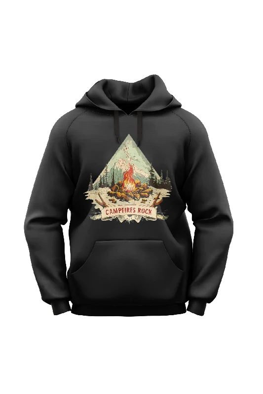 "Campfires Rock" Lightweight Eco-Friendly Unisex Hoodie Hoodie with Toggle Buttons Decorative Unique