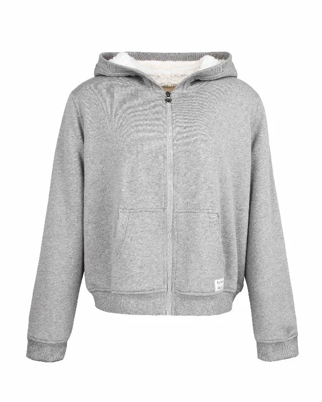 Simple Fleece Lined Hoodie - Grey Hoodie with Reflective Safety Nightwear