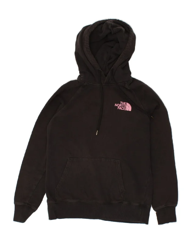 THE NORTH FACE Womens Graphic Hoodie Jumper UK 6 XS Black Cotton Hoodie with Color Block Contrast Stylish