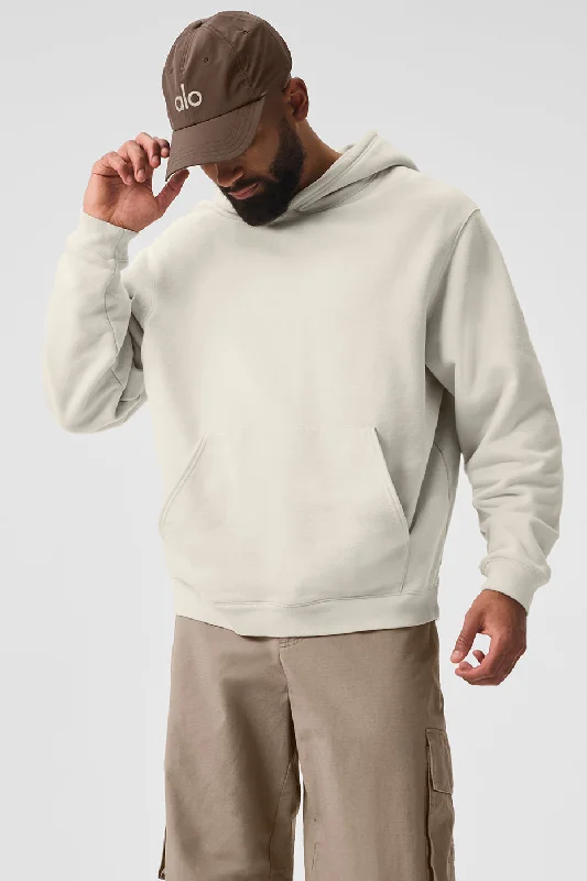 Renown Heavy Weight Hoodie - Bone Hoodie with Ribbed Cuffs Snug Fit Comfort