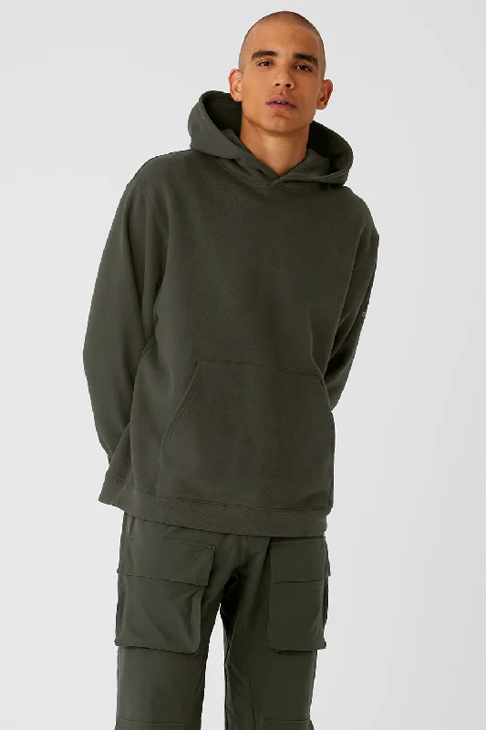 Renown Heavy Weight Hoodie - Stealth Green Hoodie with High-Low Hem Asymmetrical Trendy