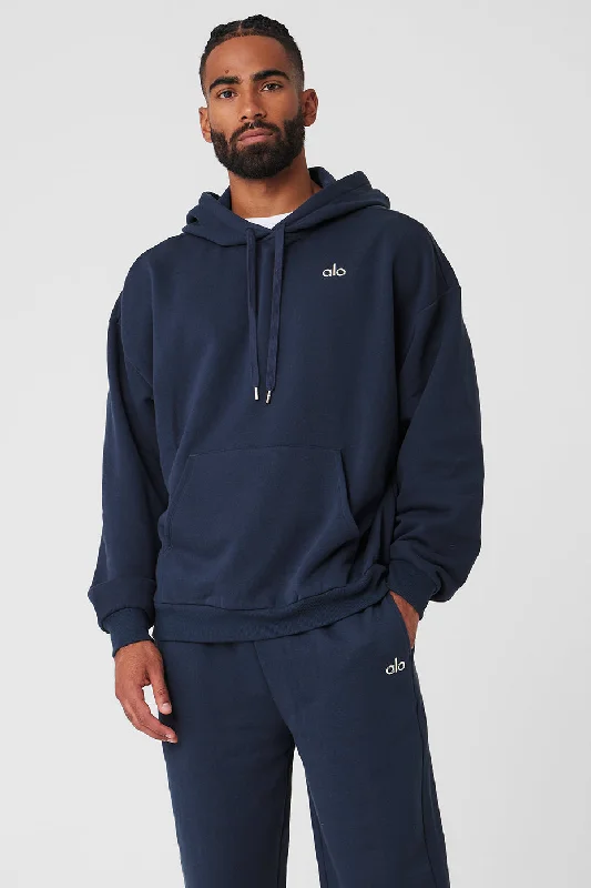 Accolade Hoodie - Navy Hoodie with Puffed Sleeves Voluminous Trendy