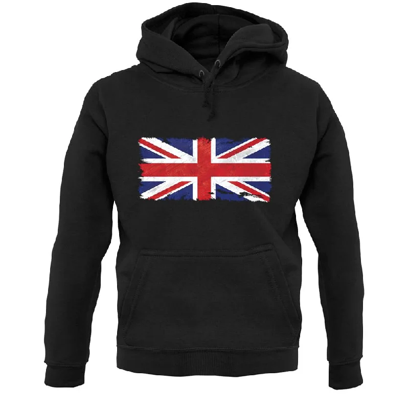 United Kingdom Grunge Style Flag Unisex Hoodie Hoodie with Metallic Shiny Futuristic