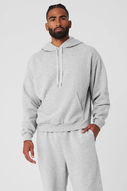 Accolade Hoodie - Athletic Heather Grey Hoodie with High Neck Warm Protective