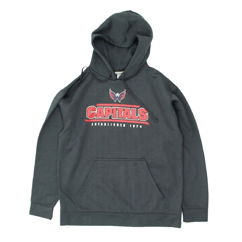 Washington Capitals Mens Grey Polyester Hoodie | NHL Ice Hockey Sportswear Hoodie with Pocket Utility Practical