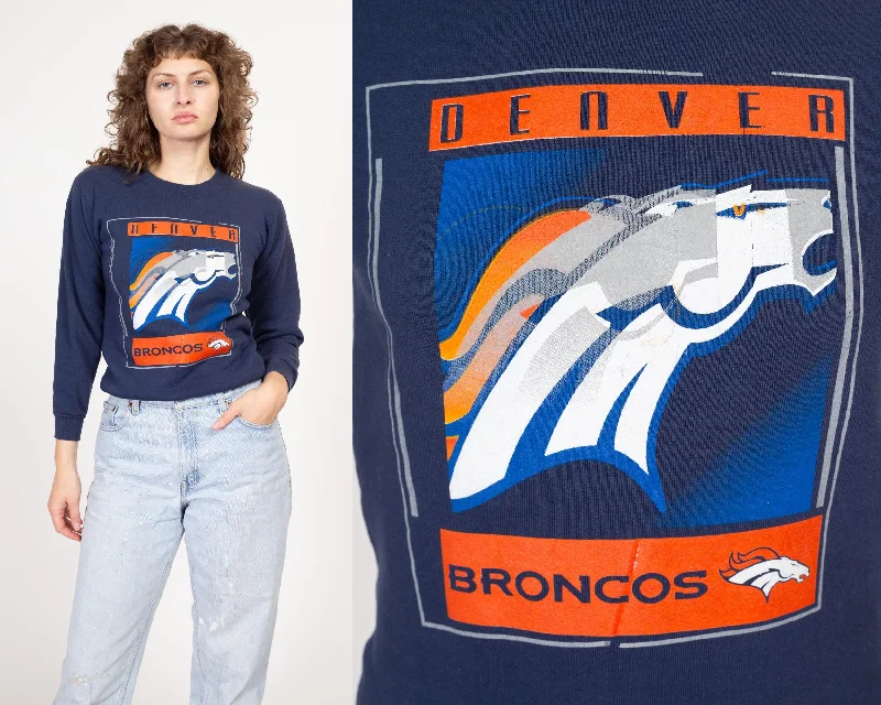 XS 90s Denver Broncos NFL Sweatshirt Hoodie with Zipper Versatile Modern