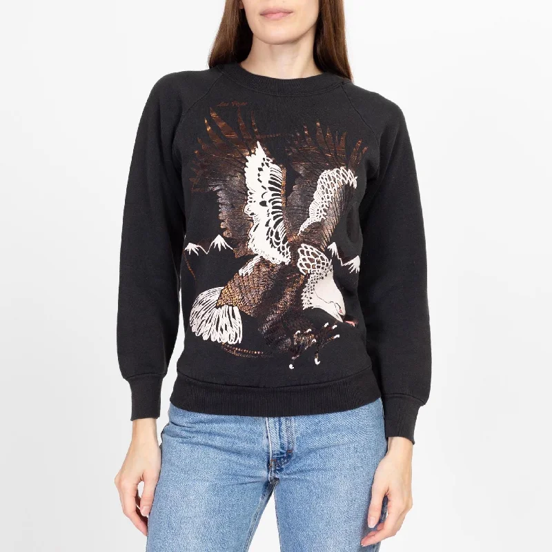 XS-Sm 90s Las Vegas Bald Eagle Sweatshirt Hoodie with Monochrome Minimalist Simple