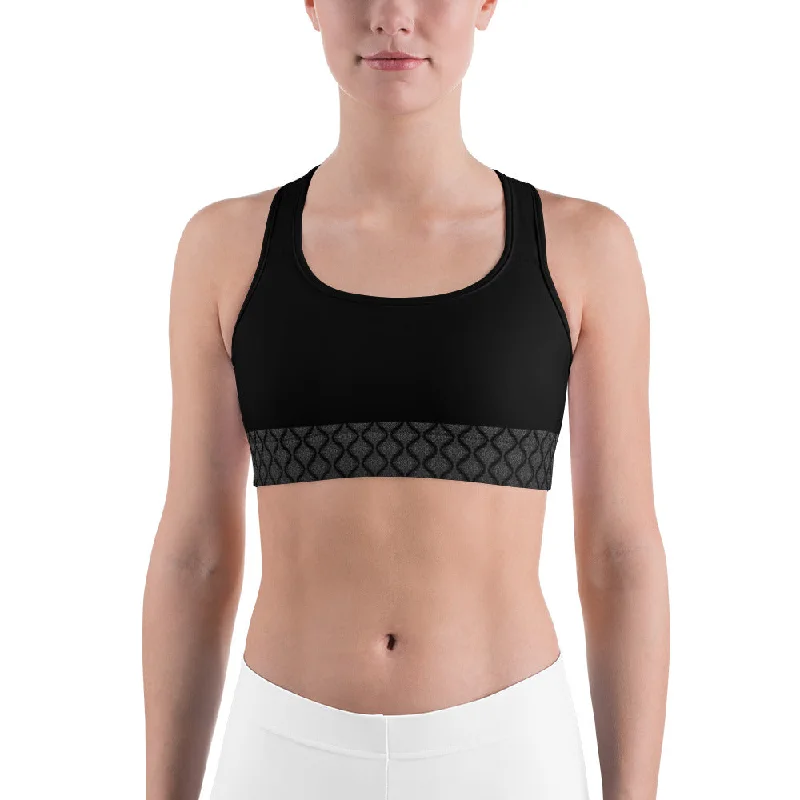 Ahimsa (Silver&Black) Sports bra Fashionable Push-Up Bra